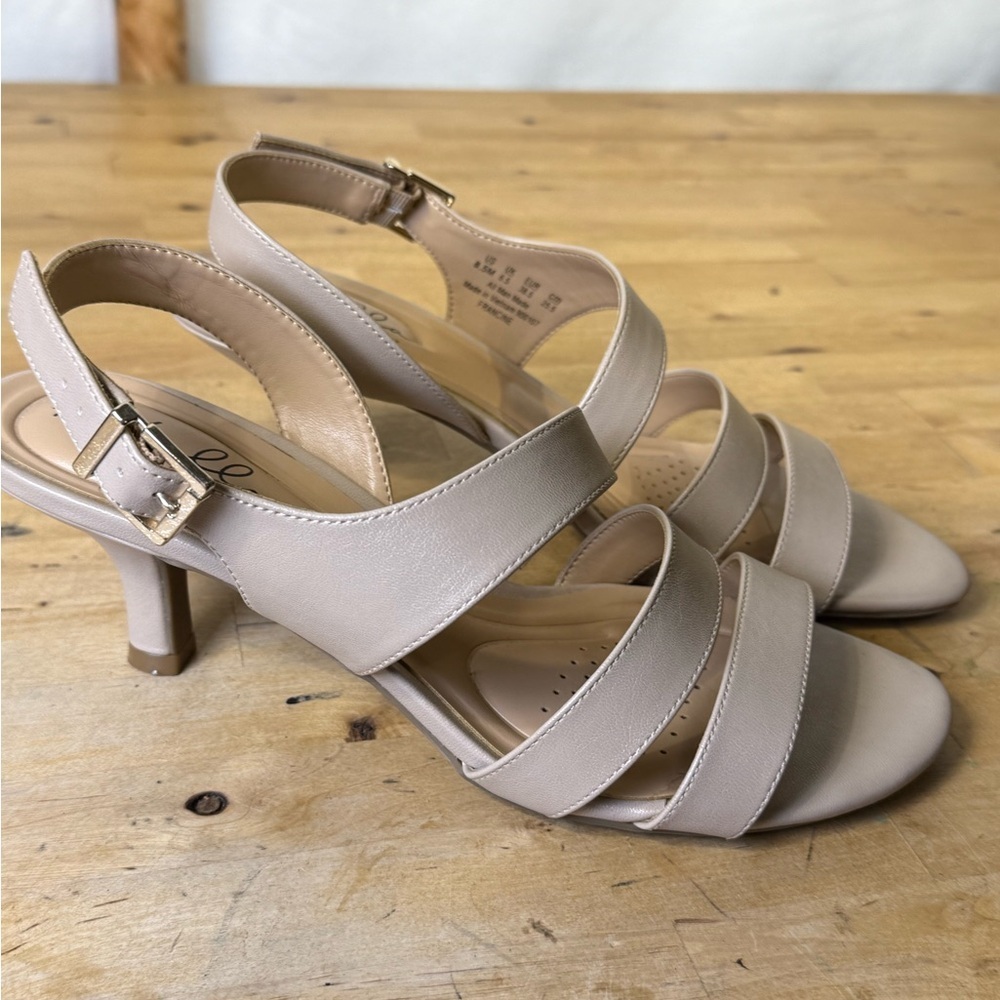 Nude Heels Strappy Slingback Sandals Women’s 8.5 Abella Francine - Picture 4 of 7